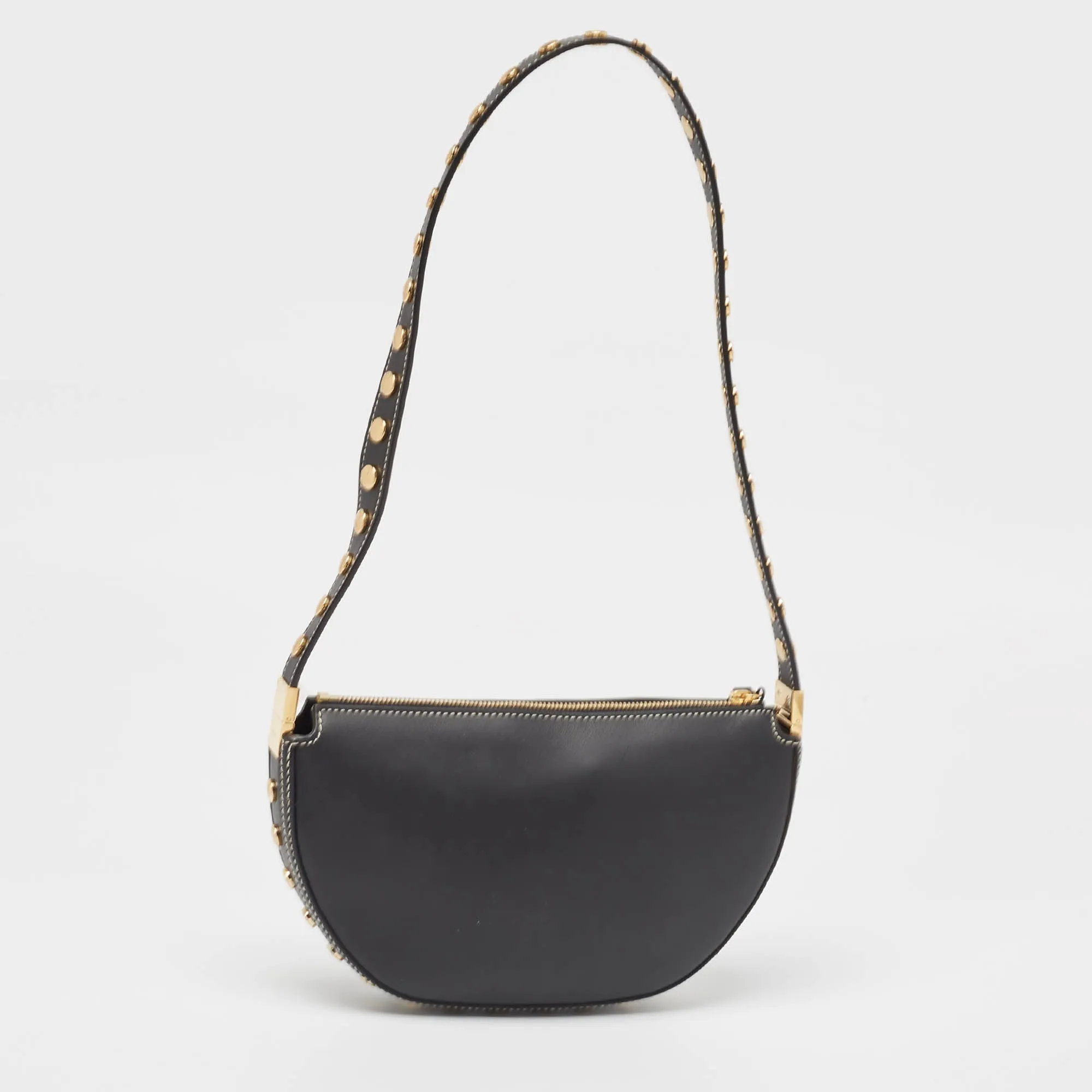 Trendy Inspired Burberry Black Leather Mini Studded Olympia Zip Bag