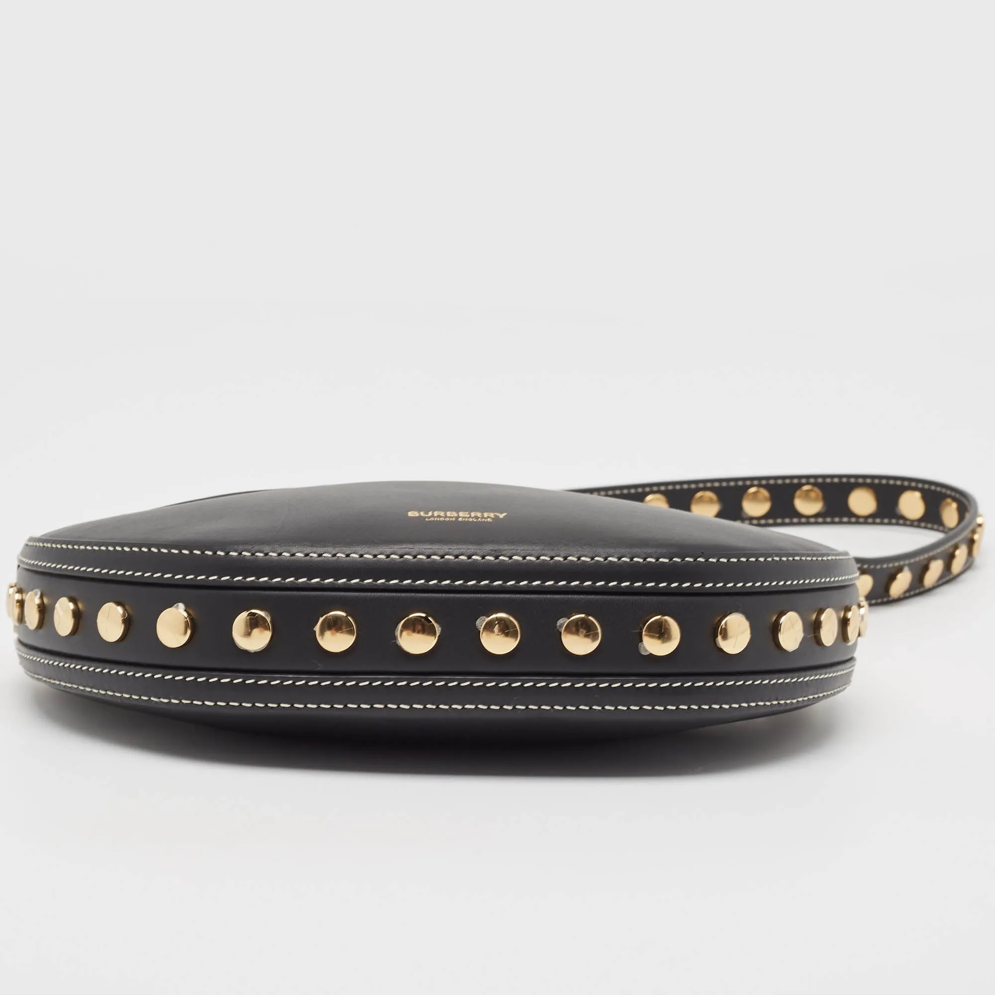 Trendy Inspired Burberry Black Leather Mini Studded Olympia Zip Bag