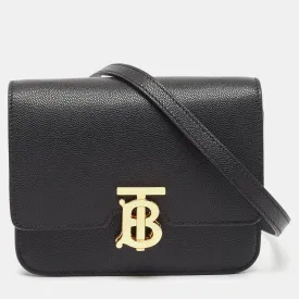 Trendy Inspired Burberry Black Leather Mini Tb Shoulder Bag