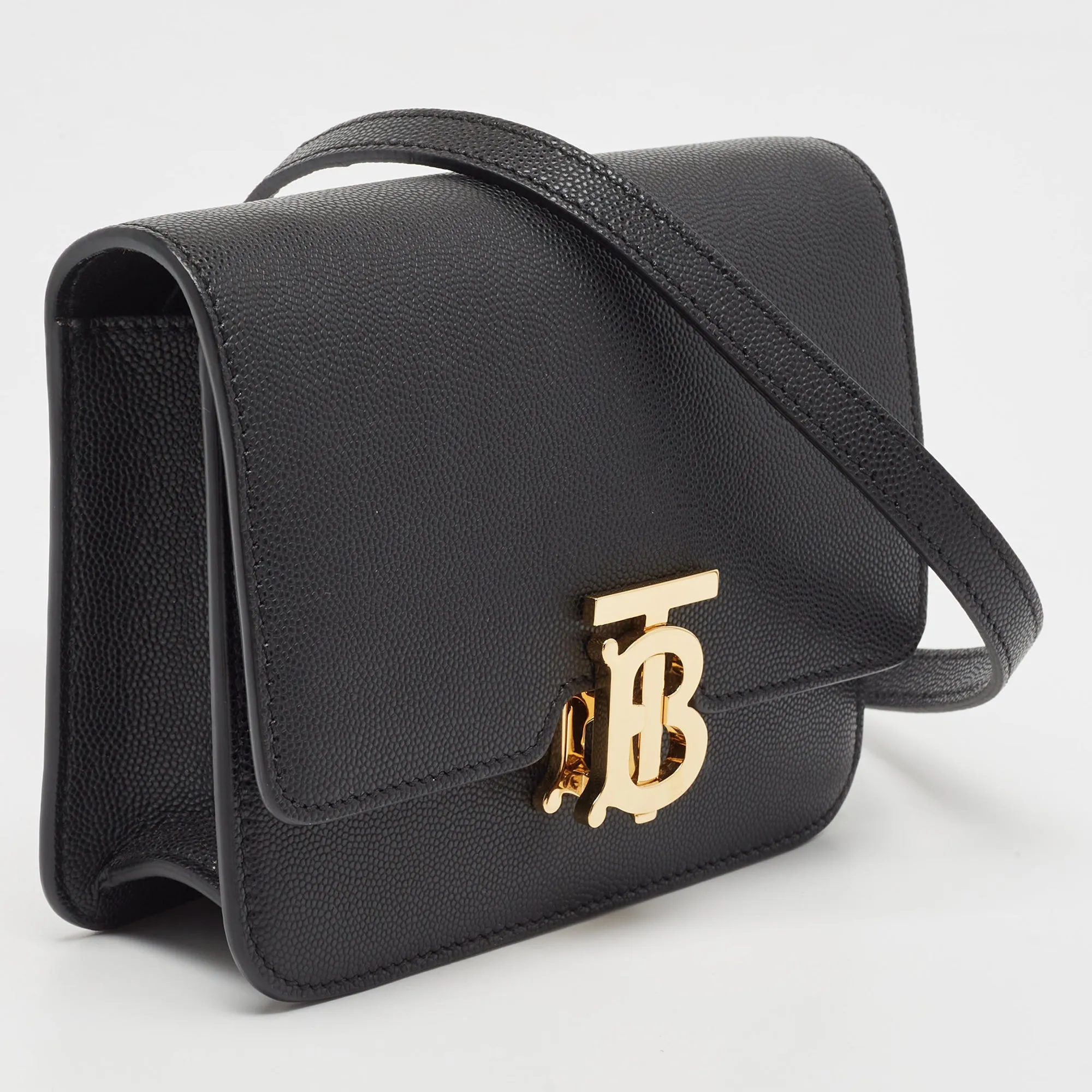 Trendy Inspired Burberry Black Leather Mini Tb Shoulder Bag