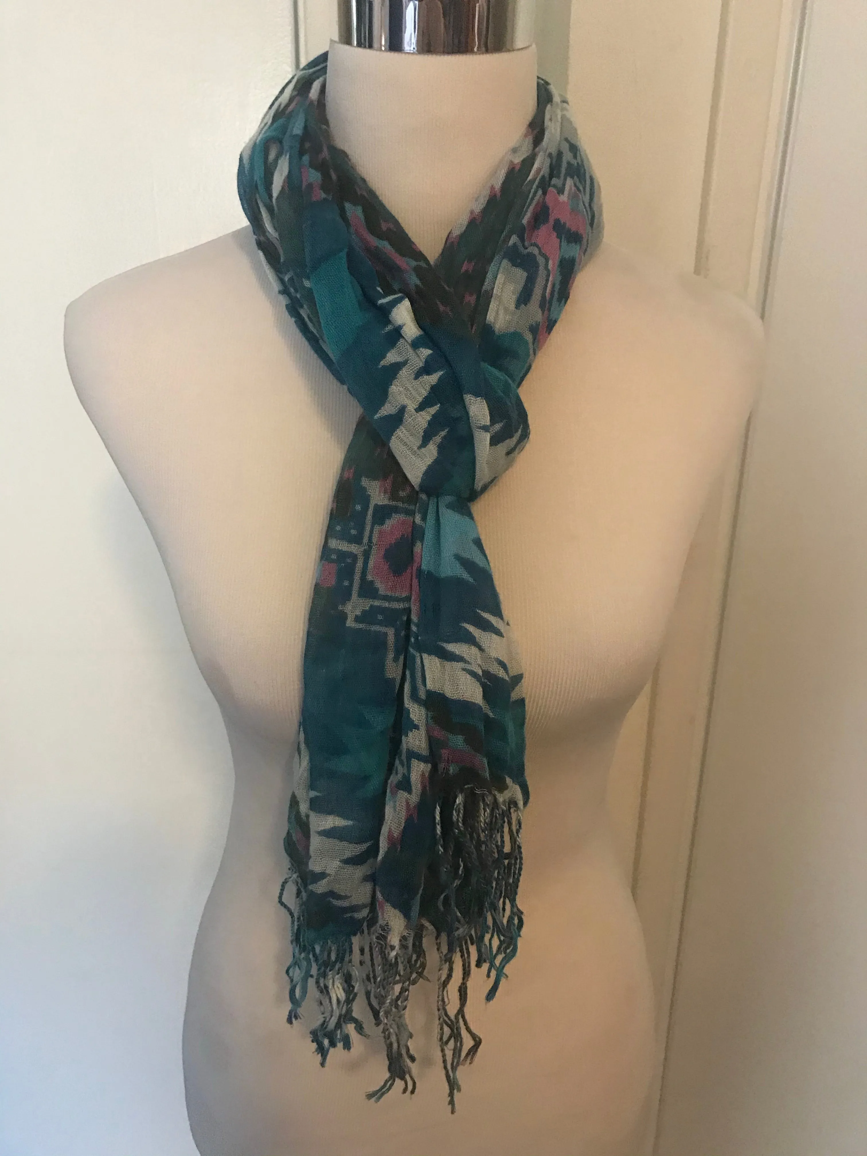 Turquoise Print Scarf