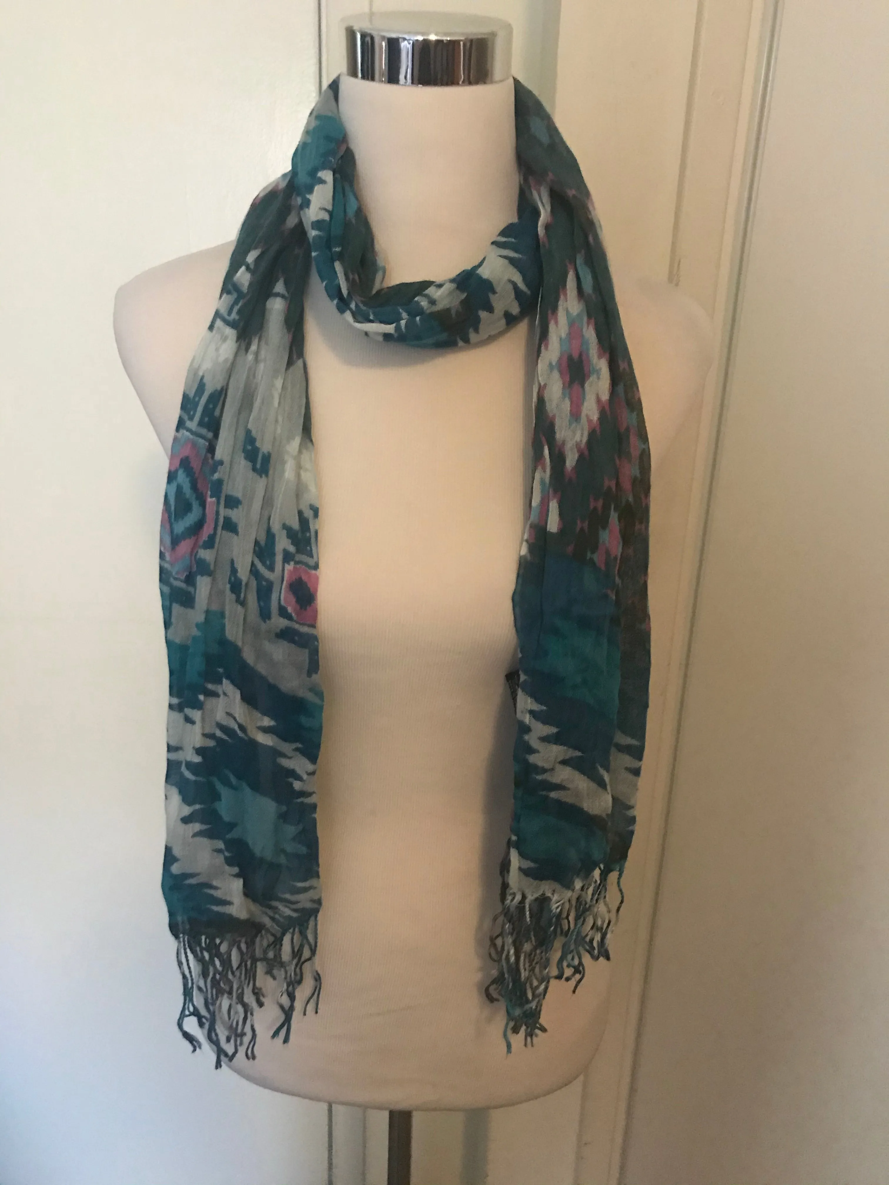 Turquoise Print Scarf