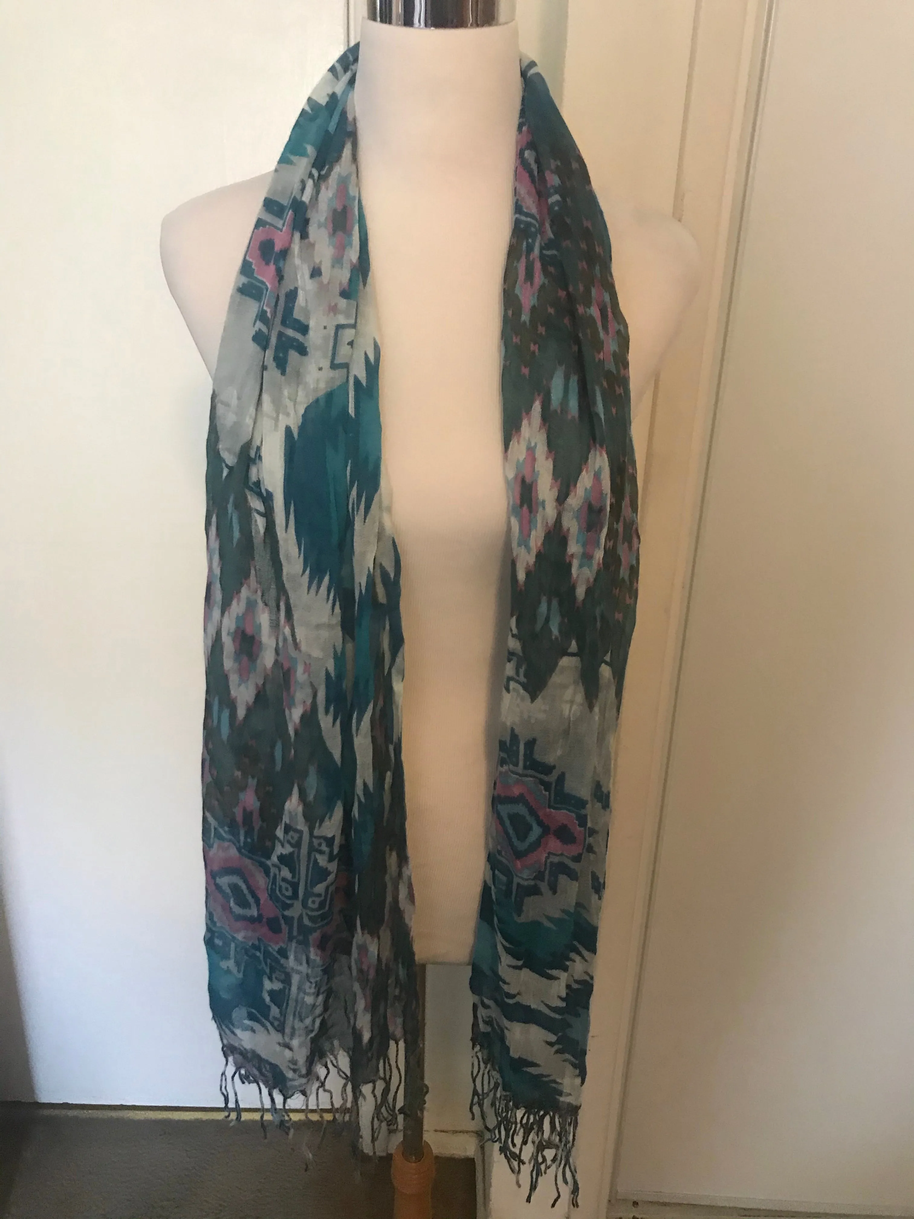 Turquoise Print Scarf
