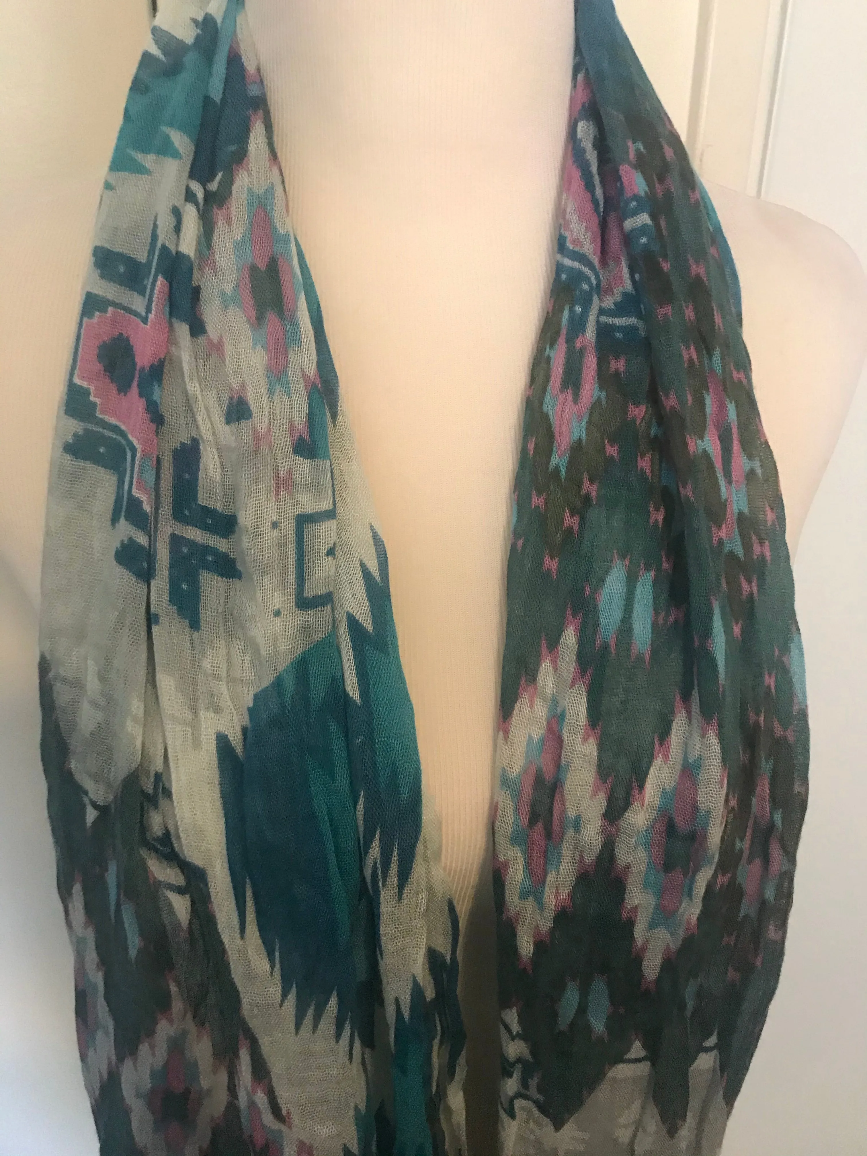 Turquoise Print Scarf