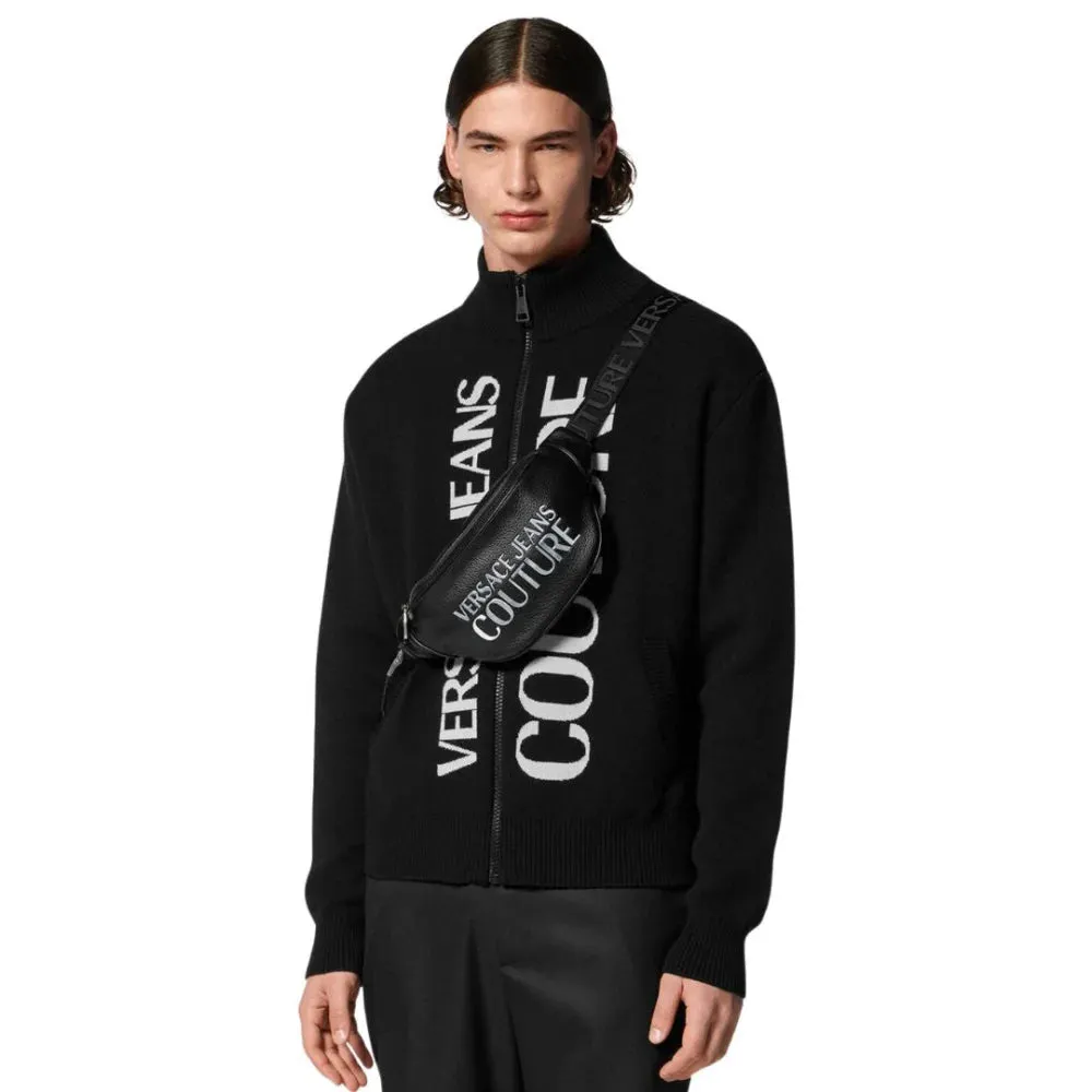 VERSACE JEANS COUTURE RANGE TACTILE LOGO BELT BAG - BLKSLV