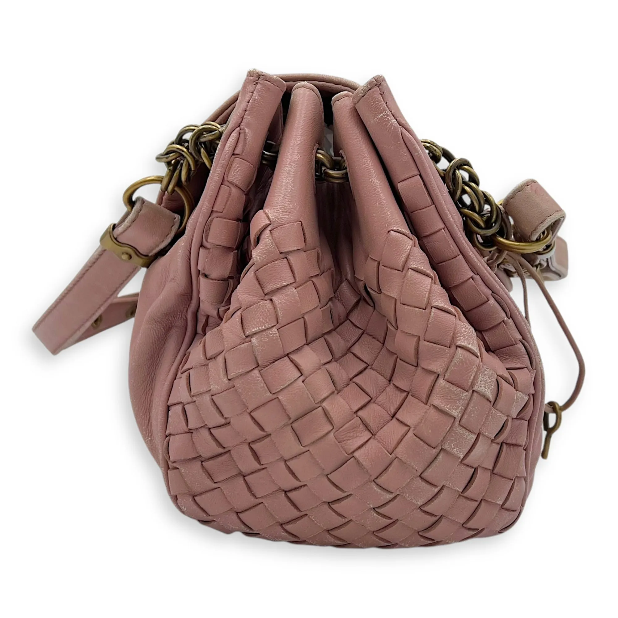 Vintage Flap  Shoulder Bag Pink in Calfskin, Gold hardware