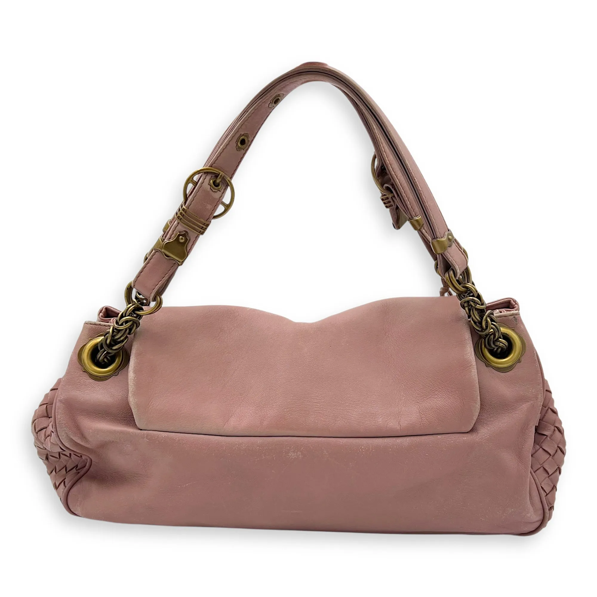 Vintage Flap  Shoulder Bag Pink in Calfskin, Gold hardware
