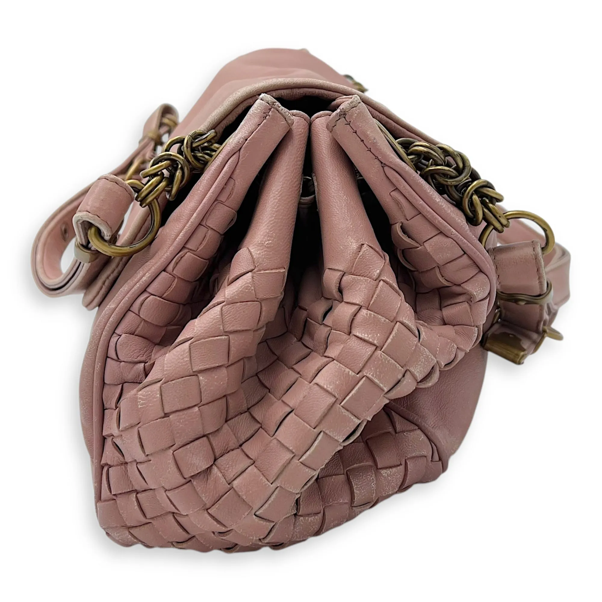 Vintage Flap  Shoulder Bag Pink in Calfskin, Gold hardware
