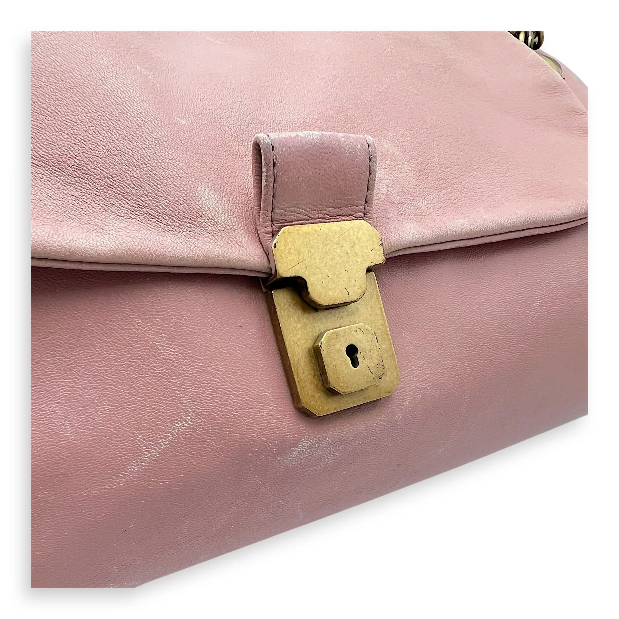 Vintage Flap  Shoulder Bag Pink in Calfskin, Gold hardware