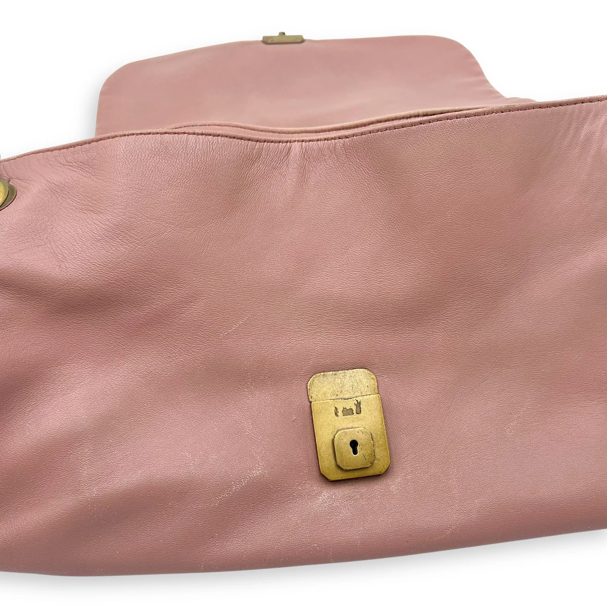 Vintage Flap  Shoulder Bag Pink in Calfskin, Gold hardware