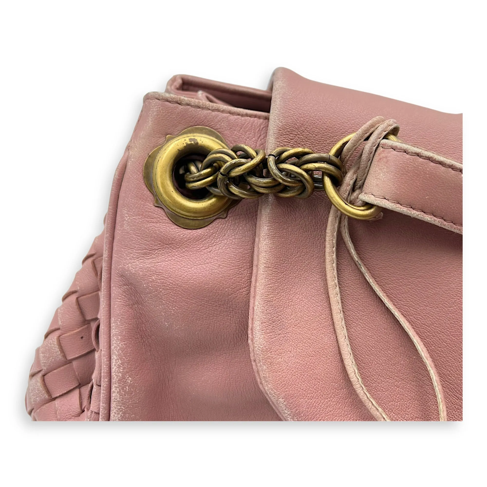 Vintage Flap  Shoulder Bag Pink in Calfskin, Gold hardware