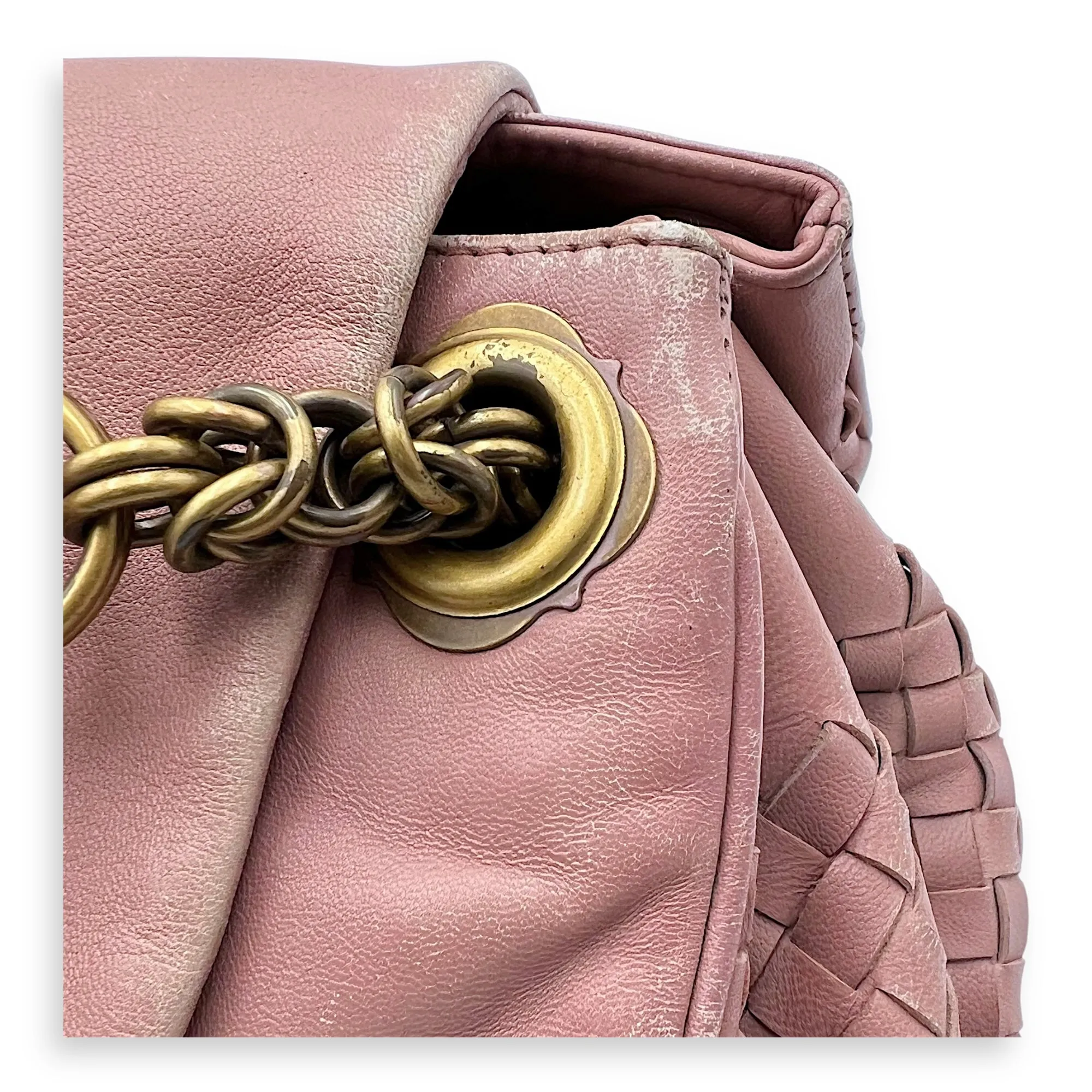 Vintage Flap  Shoulder Bag Pink in Calfskin, Gold hardware