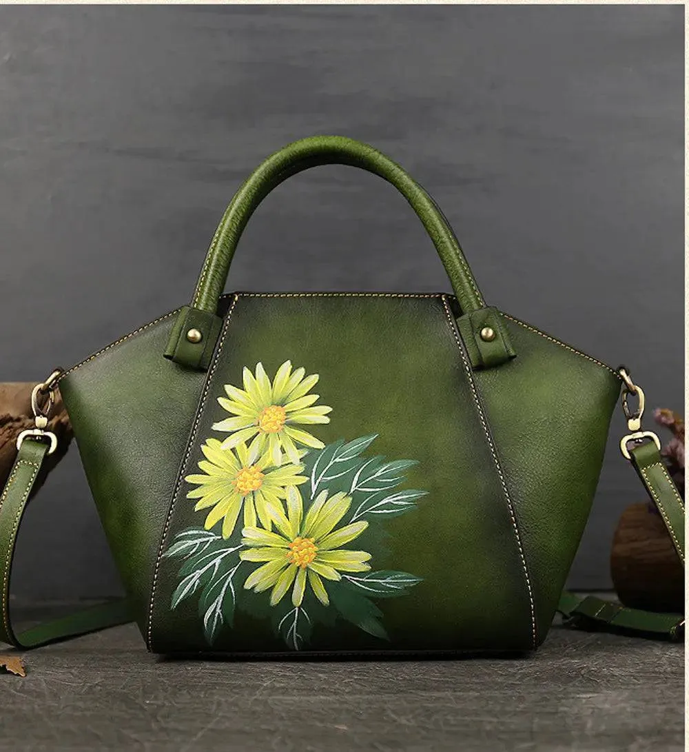 Vintage Leather Dumpling Tote Shoulder Cross Body Bag