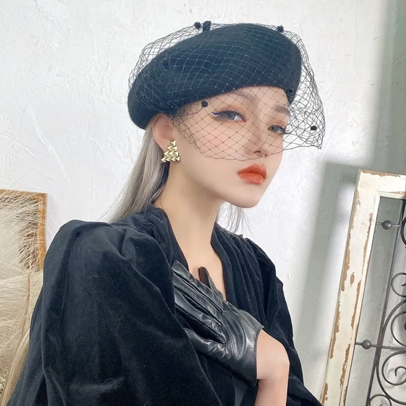 Vintage Vicki's Wool Beret with French Veiling