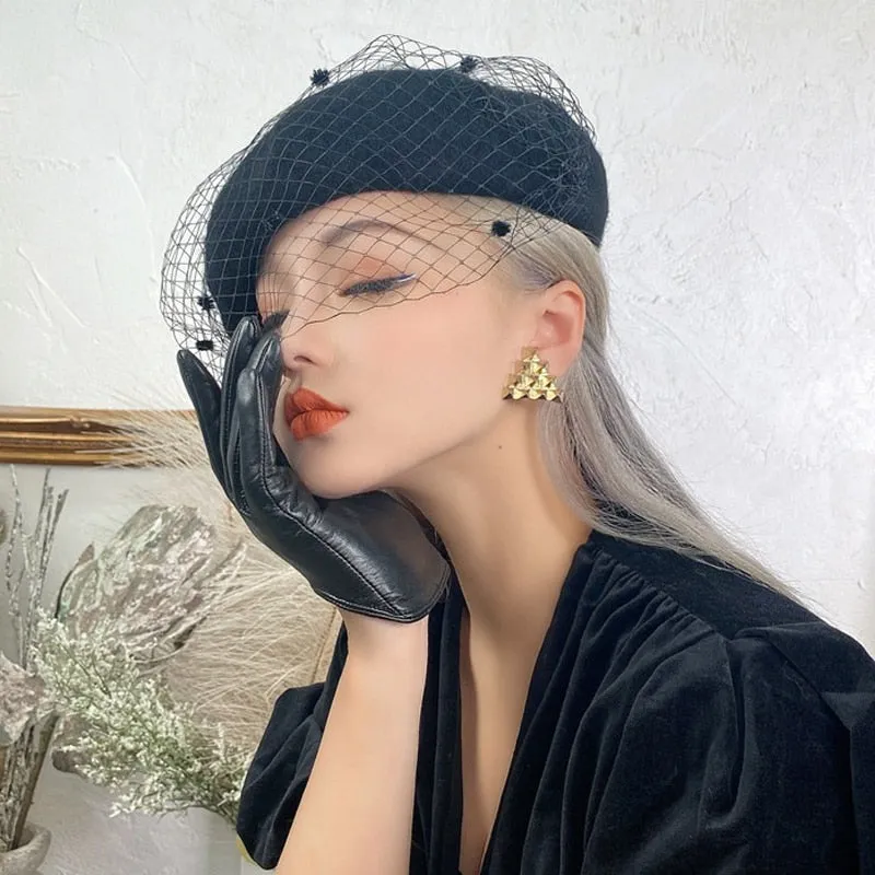 Vintage Vicki's Wool Beret with French Veiling