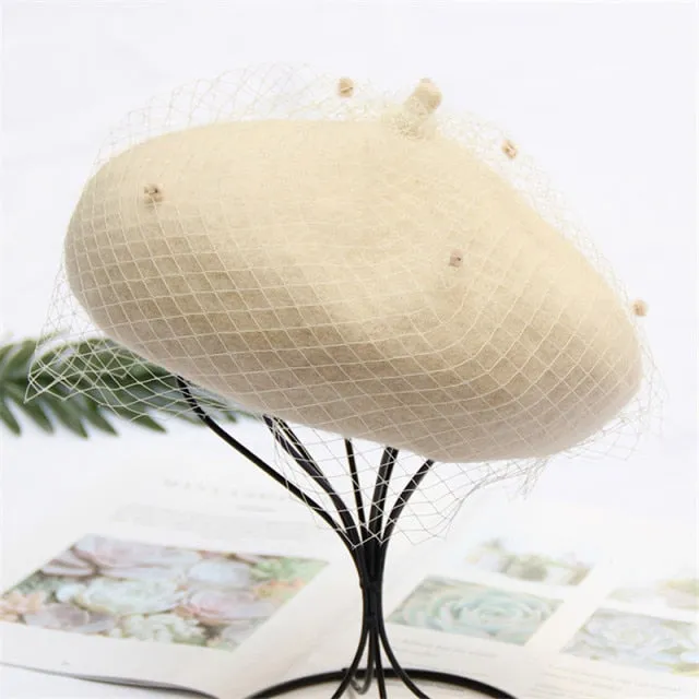 Vintage Vicki's Wool Beret with French Veiling