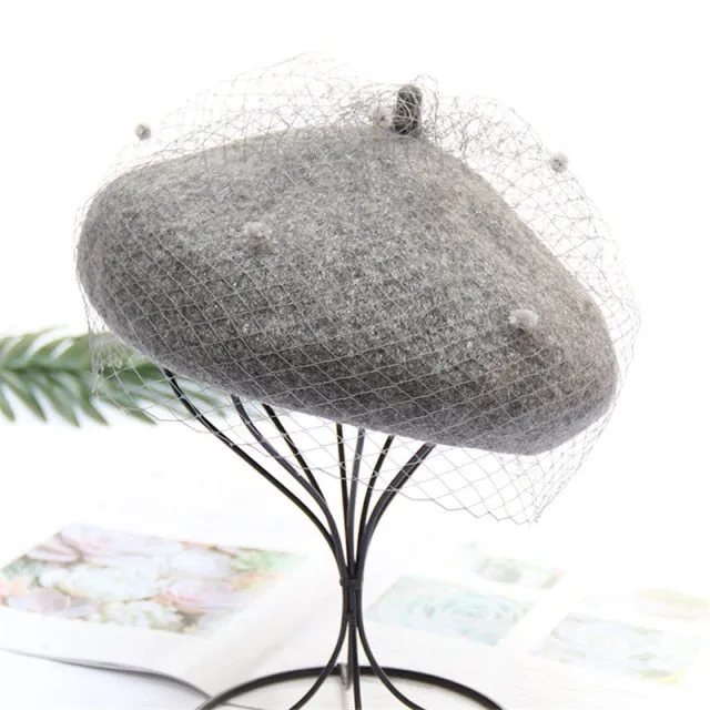 Vintage Vicki's Wool Beret with French Veiling