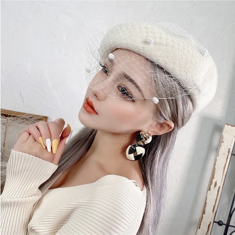 Vintage Vicki's Wool Beret with French Veiling