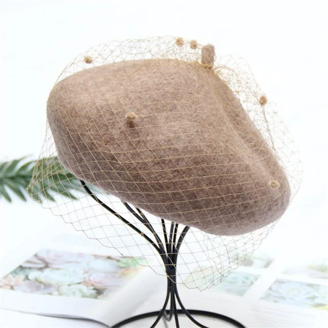 Vintage Vicki's Wool Beret with French Veiling