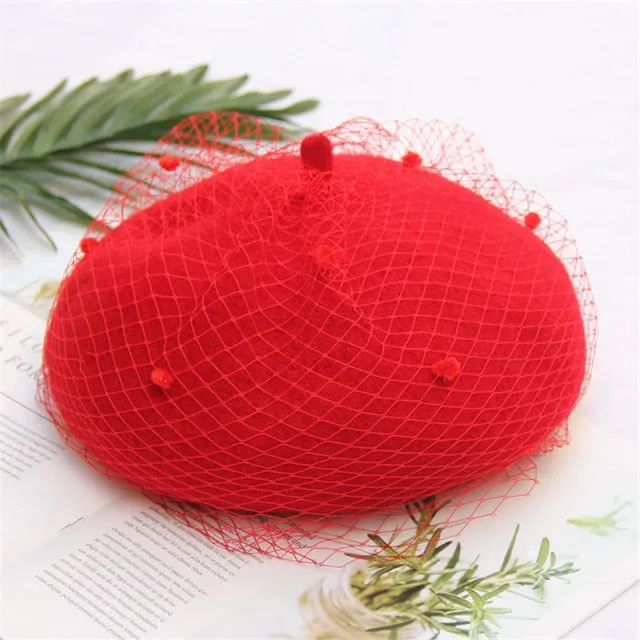 Vintage Vicki's Wool Beret with French Veiling