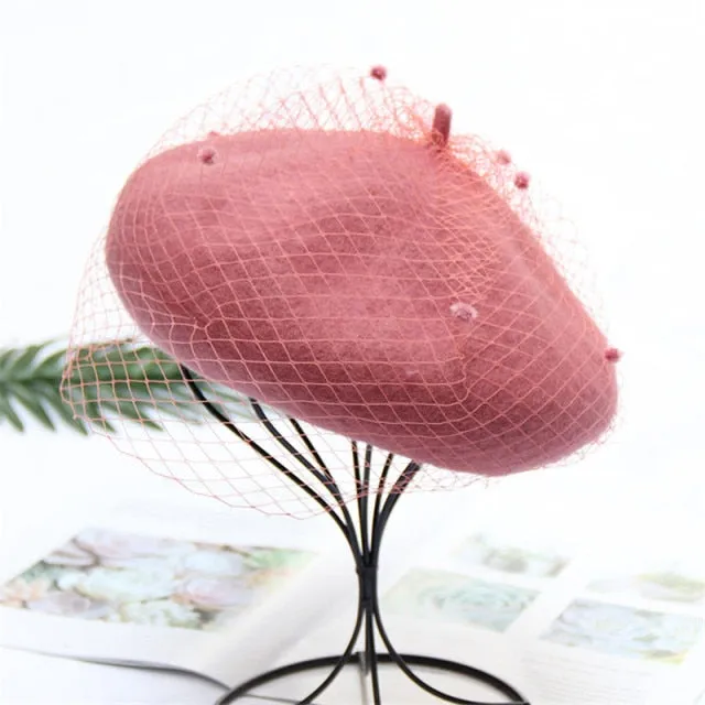 Vintage Vicki's Wool Beret with French Veiling