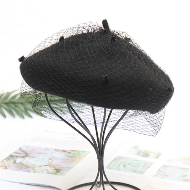 Vintage Vicki's Wool Beret with French Veiling