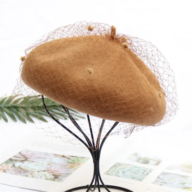 Vintage Vicki's Wool Beret with French Veiling