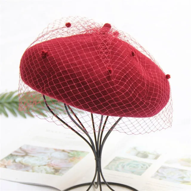 Vintage Vicki's Wool Beret with French Veiling