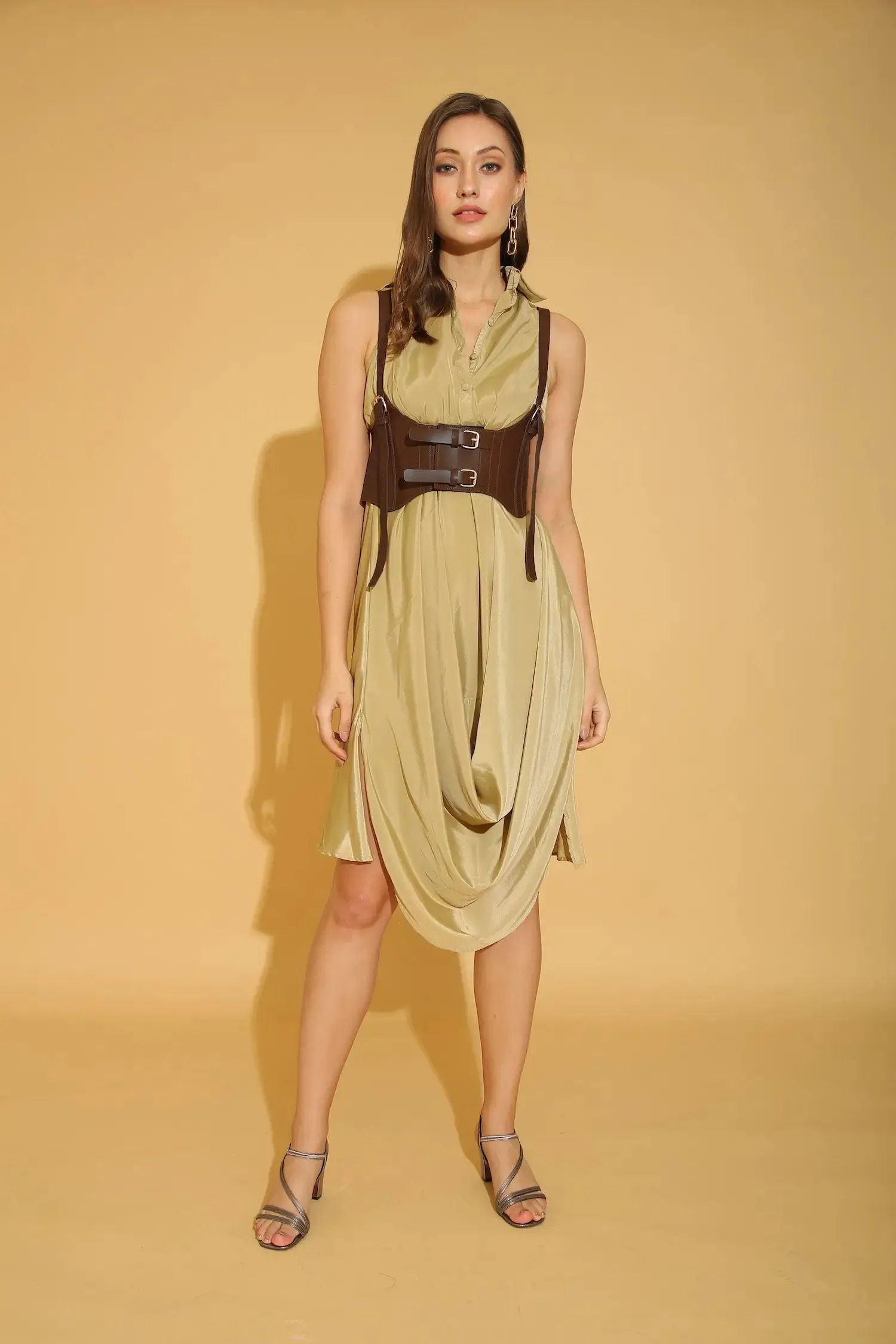 Walnut Wide Corset Belt