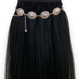 Western Silver Metal Floral Link Waist Chain Belt