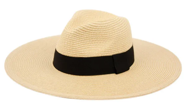 Wide Brim Braid Straw Panama Floppy Hat