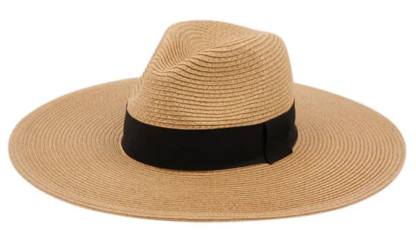 Wide Brim Braid Straw Panama Floppy Hat