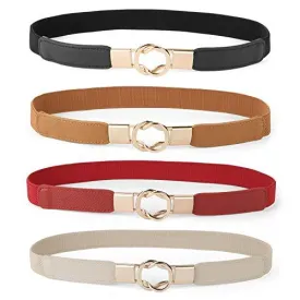 Women Skinny Belt for Dresses Retro Stretch Ladies Waist Belt Plus Size Set of 4