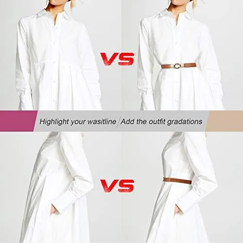 Women Skinny Belt for Dresses Retro Stretch Ladies Waist Belt Plus Size Set of 4