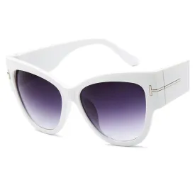 Women's Luxury Designer Fashion Black Cat Eye Sunglasses Gradient UV400