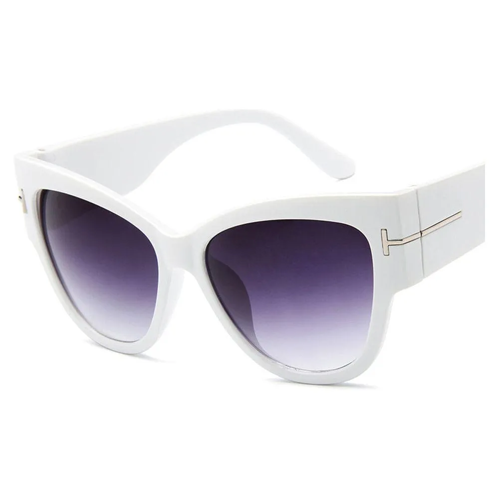 Women's Luxury Designer Fashion Black Cat Eye Sunglasses Gradient UV400