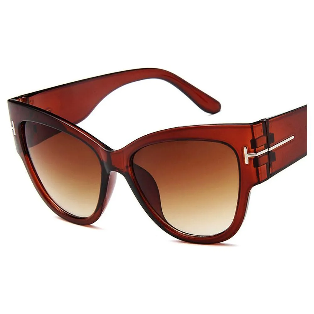 Women's Luxury Designer Fashion Black Cat Eye Sunglasses Gradient UV400