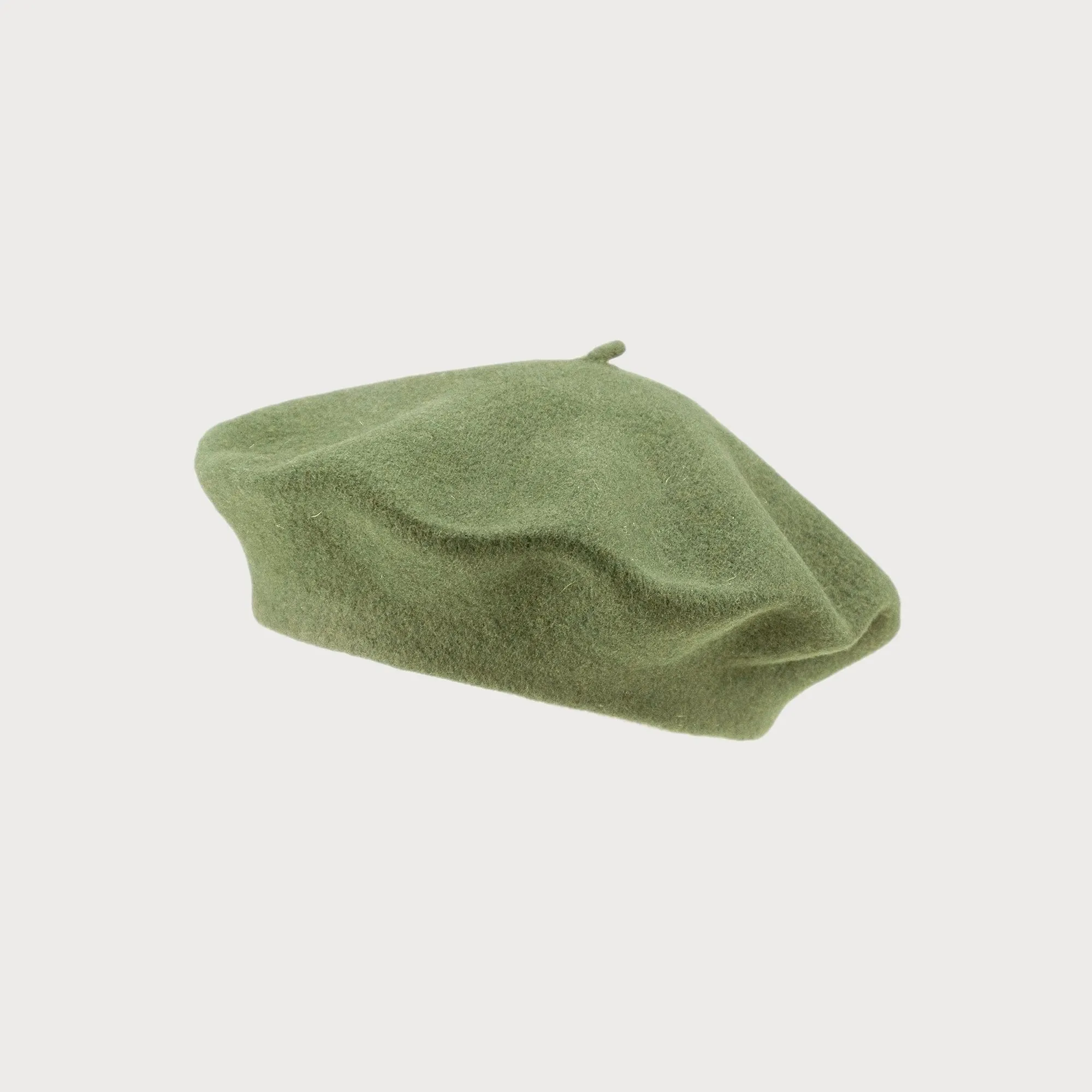 Wool Beret Hat: Light Green