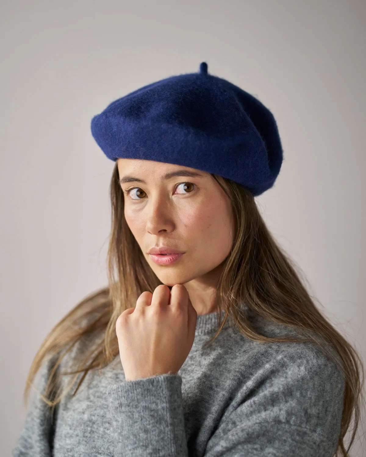Wool Beret Hat: Navy Blue