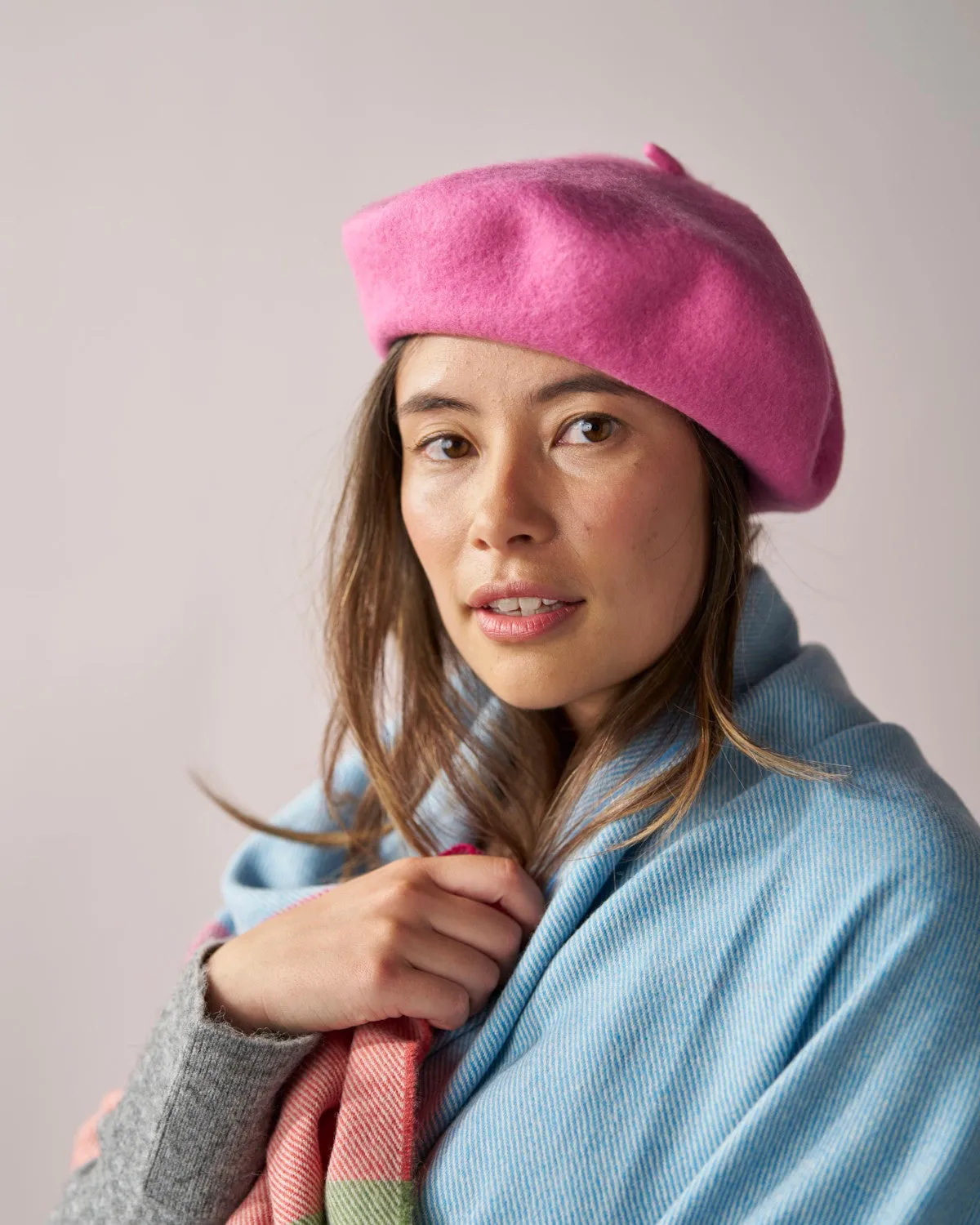 Wool Beret Hat: Pink