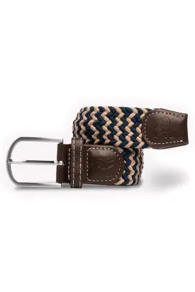 Woven Belt - Beige / Blue Zigzag